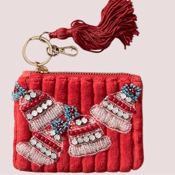 Anthropologie Beaded Beanie Key Chain Coin Purse - Picture 1 of 3